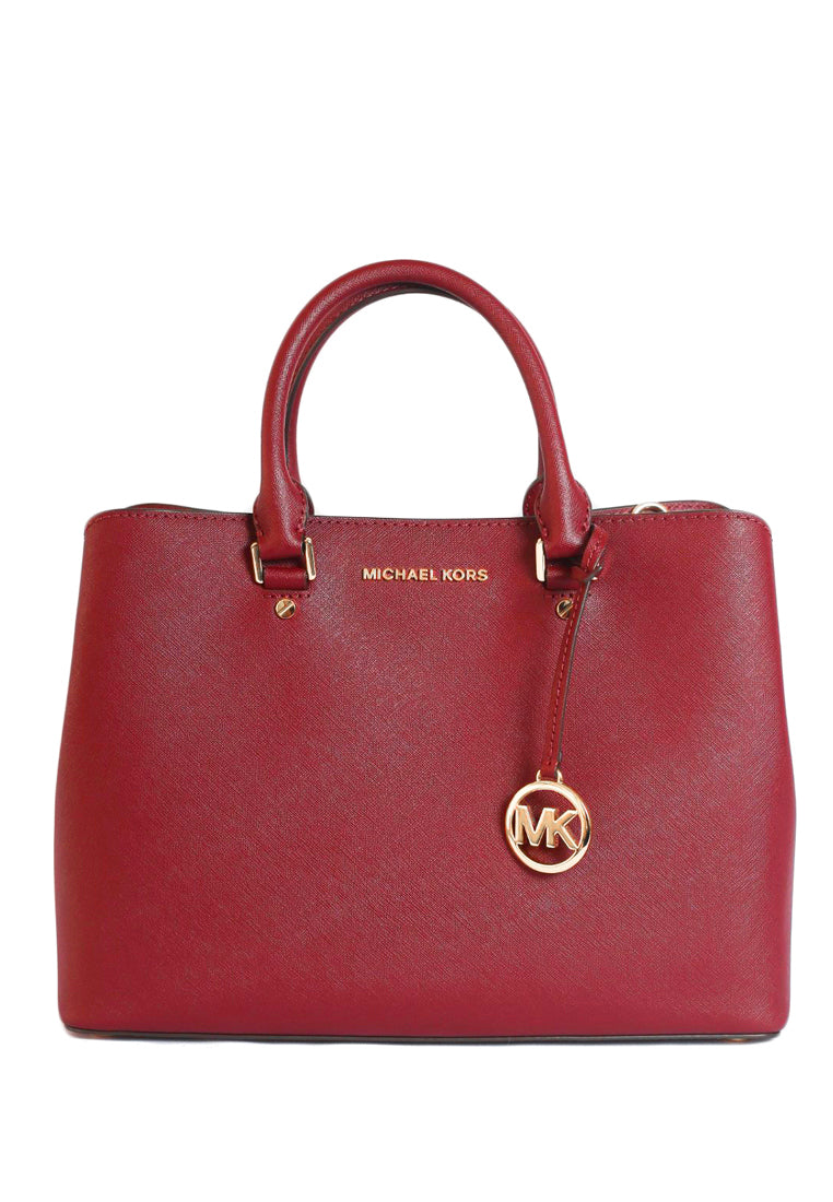 Michael Kors Savannah Saffiano Leather Large Satchel Scarlet