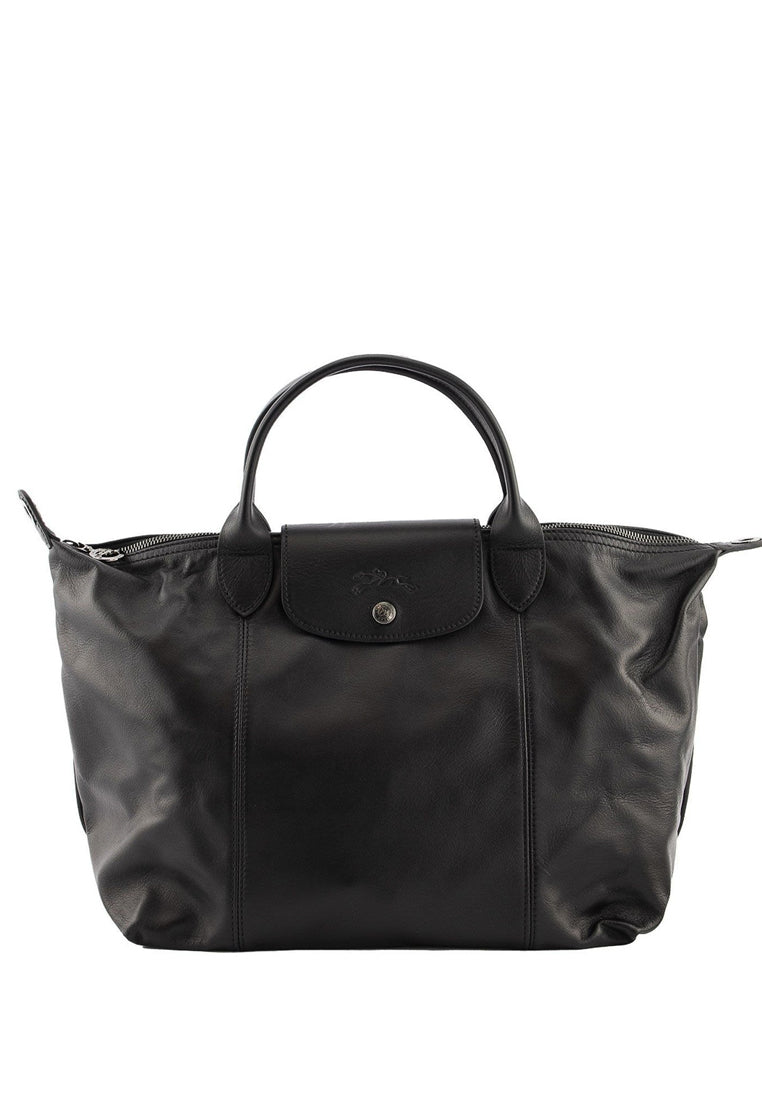 Longchamp Le Pliage Cuir Small Top Handle Black Haute Style Malaysia