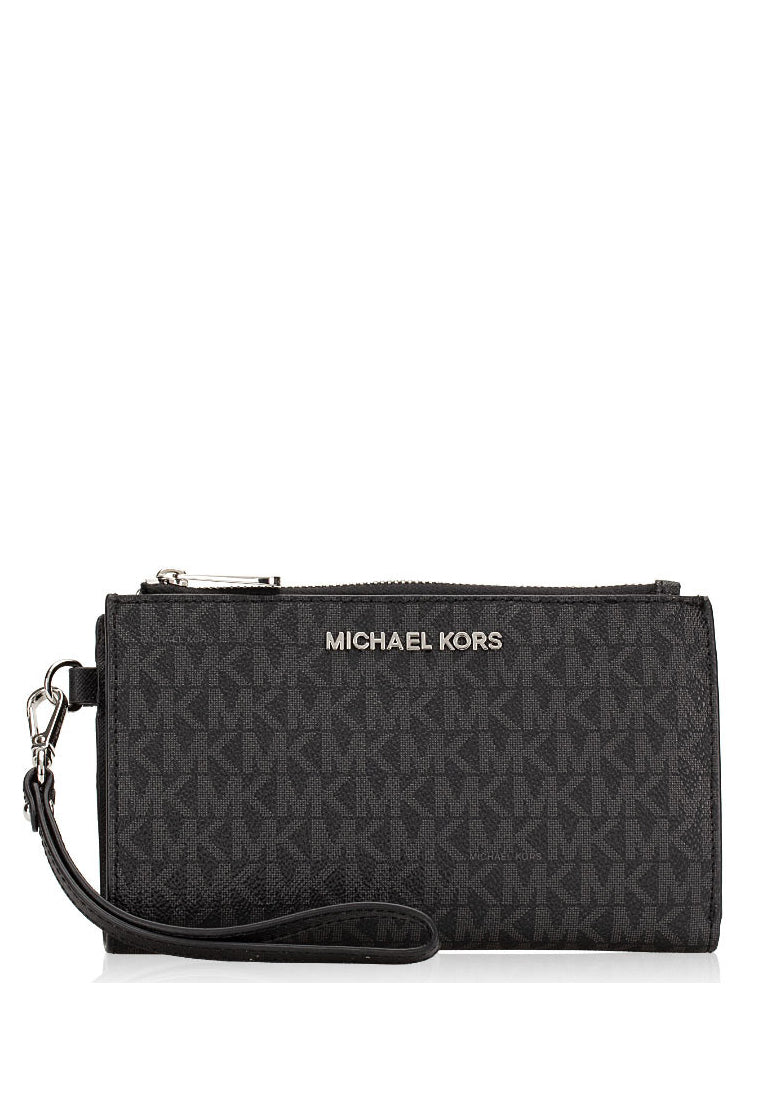 Michael kors jet set travel double zip wristlet black best sale