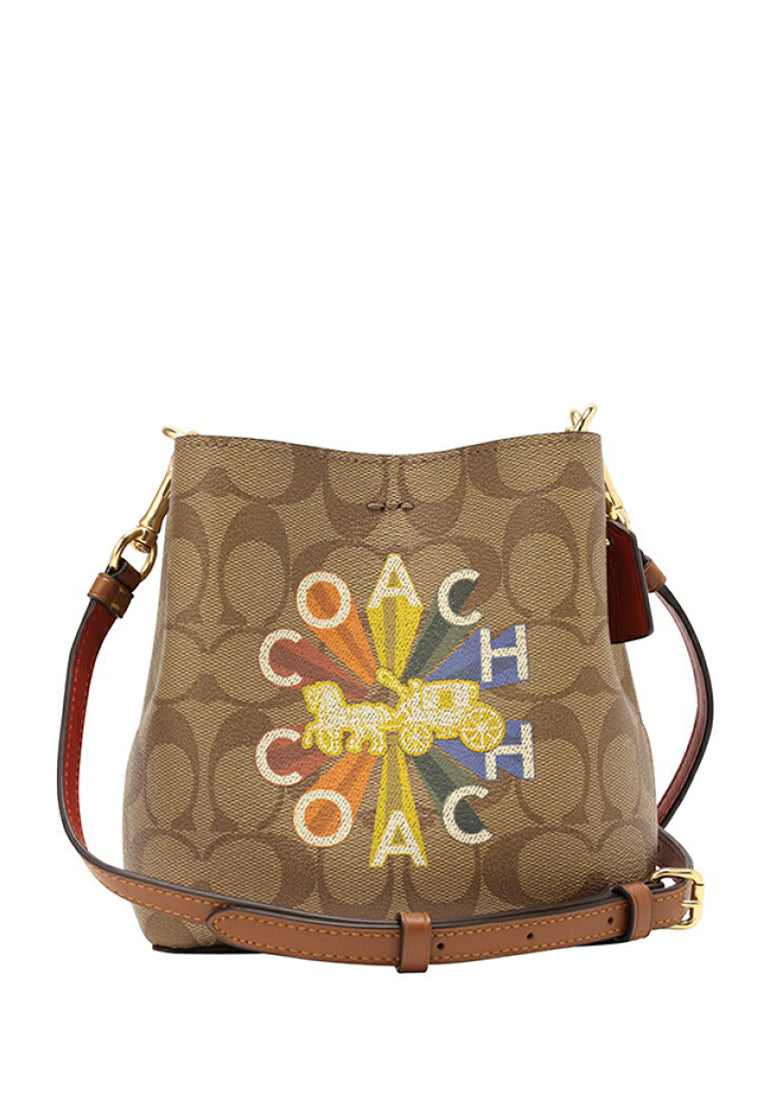 Coach Radial Rainbow Mini Town Gold/Khaki Multi Coated Canvas Cross Body 2024 bag