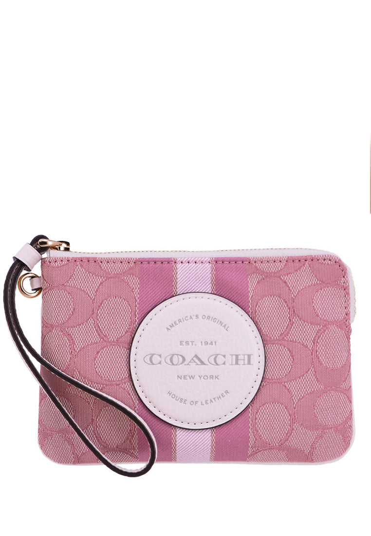 Coach Boxed Dempsey Corner Zip popular Wristlet In Signature Jacquard With Coach Patch A