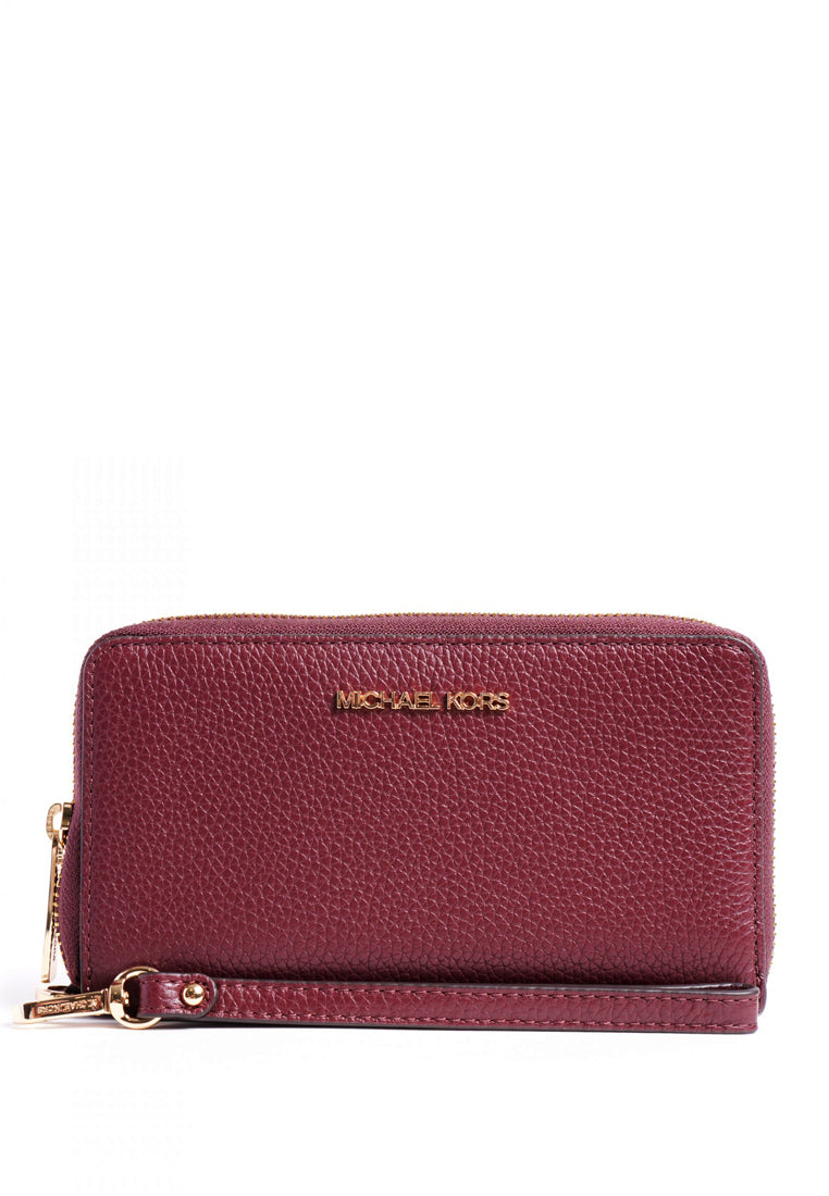 MICHAEL KORS Merlot Pebbled factory Leather Phone Case Wallet Wristlet NEW