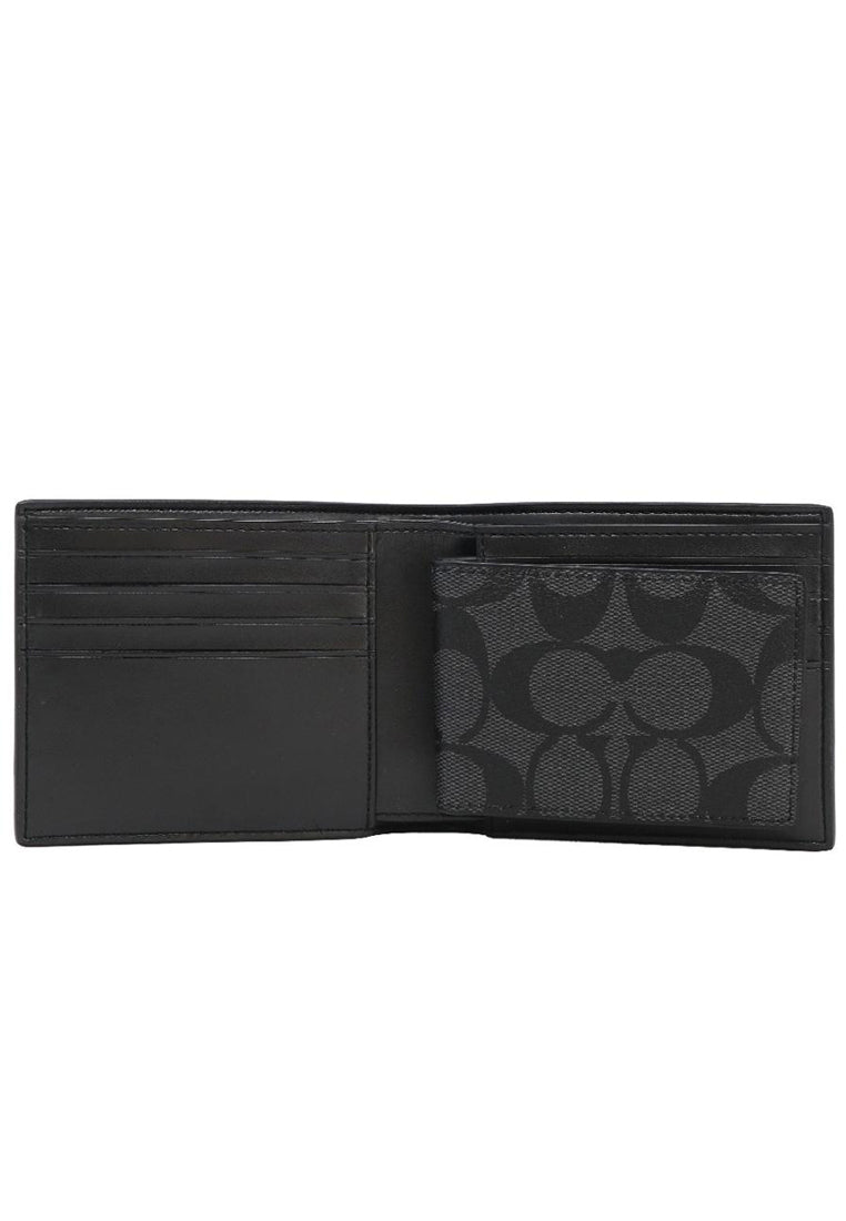 Coach Compact ID Wallet In Signature - Black