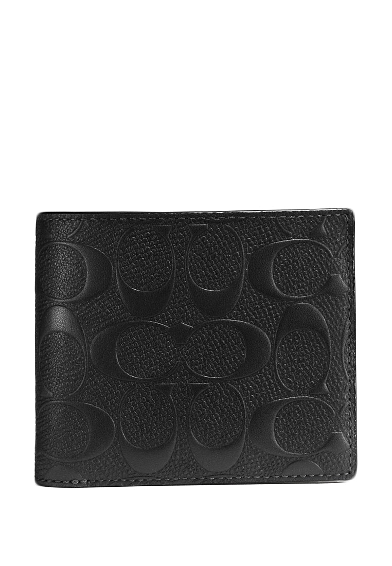 Coach Compact ID Wallet In Signature - Black