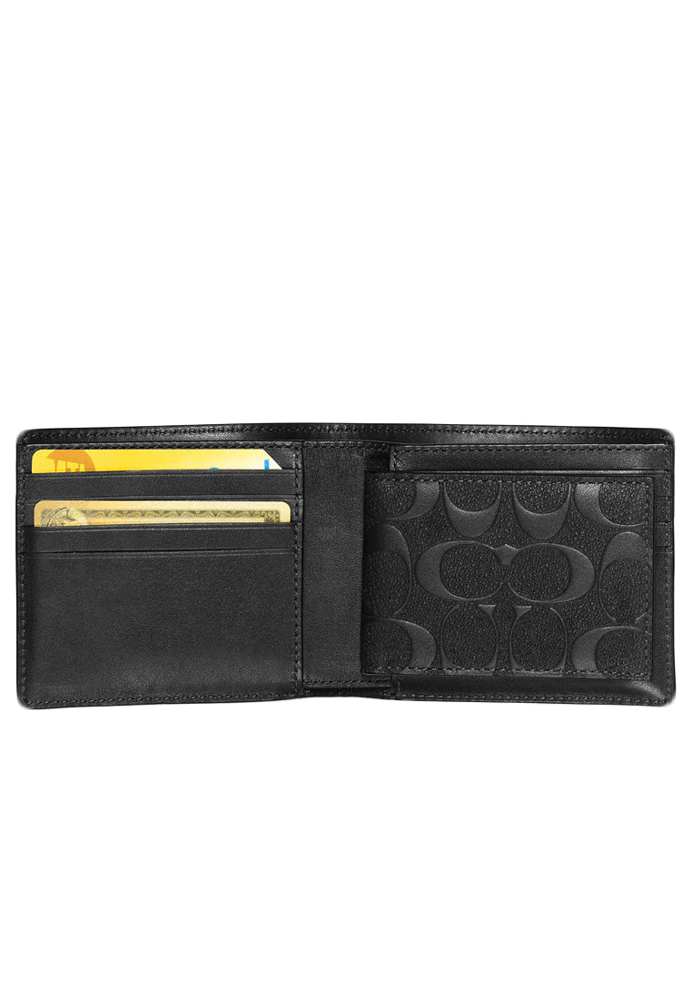 Coach Compact ID Wallet In Signature - Black