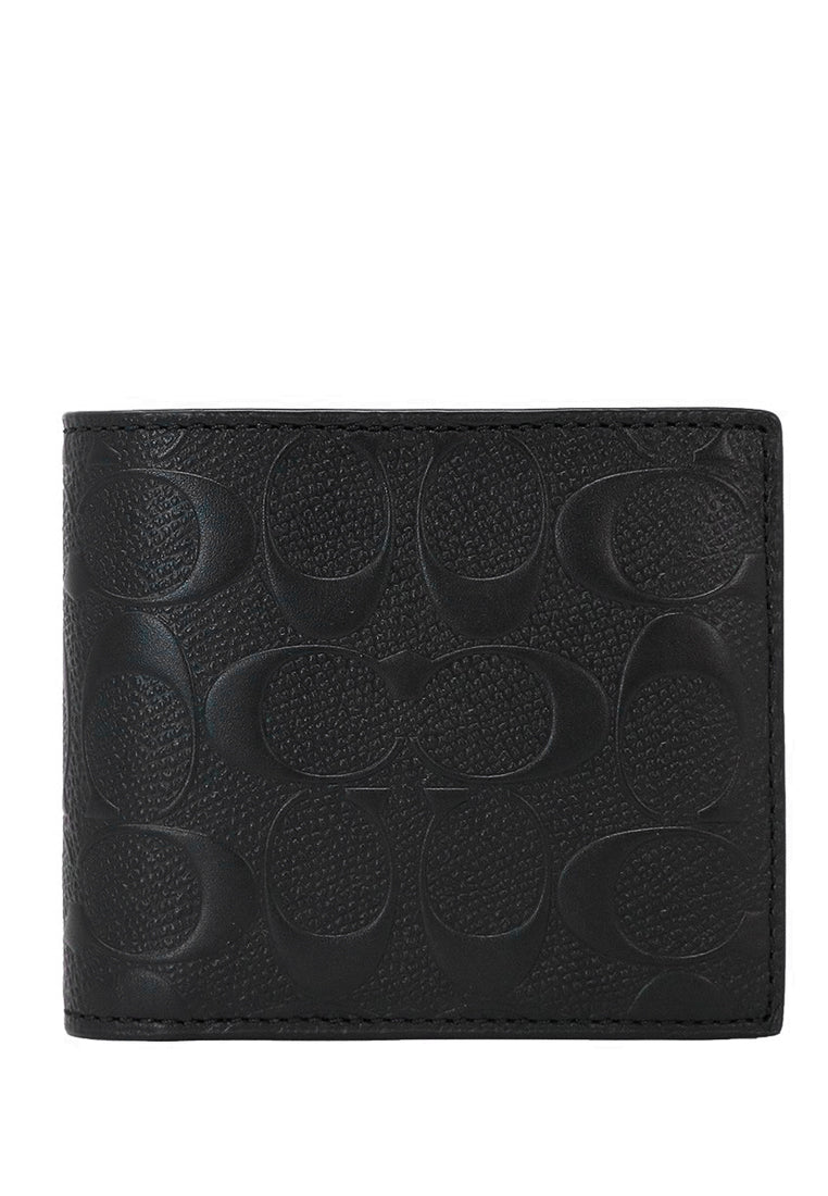 Coach Compact ID Wallet In Signature - Black