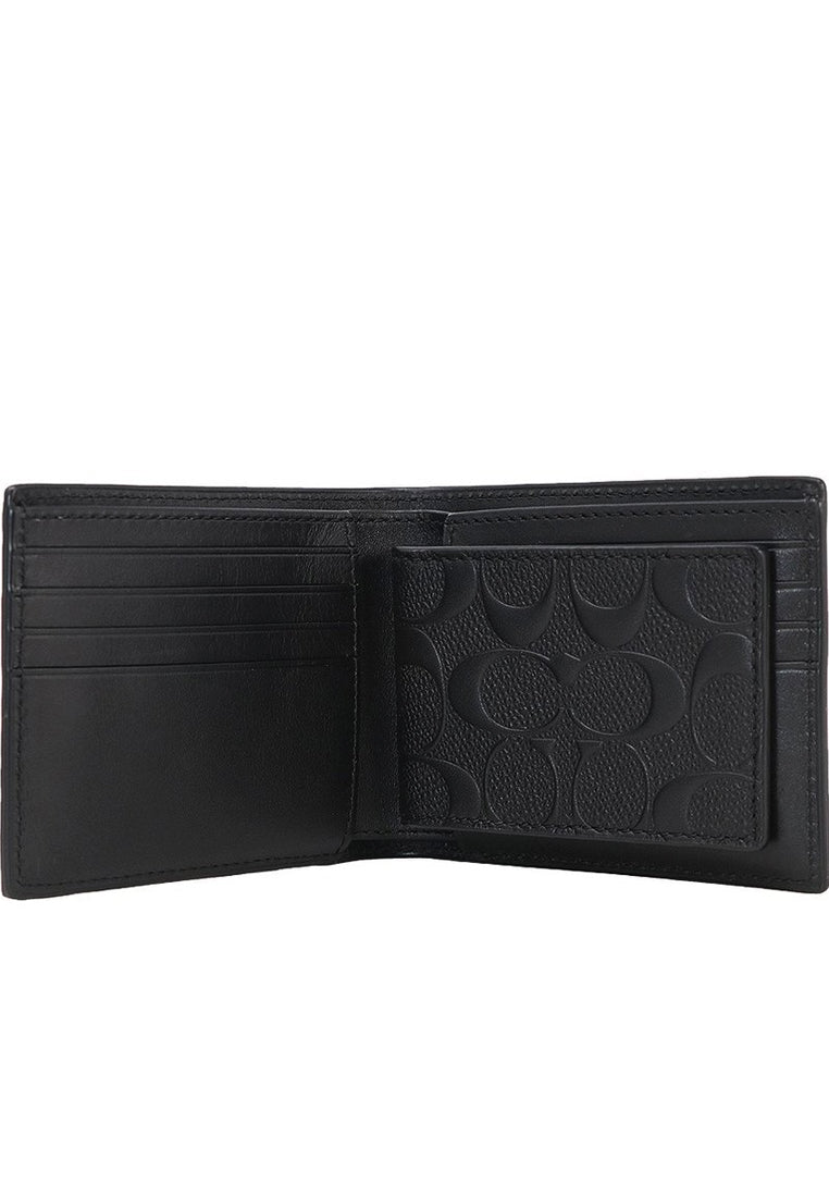 Coach Compact ID Wallet In Signature - Black