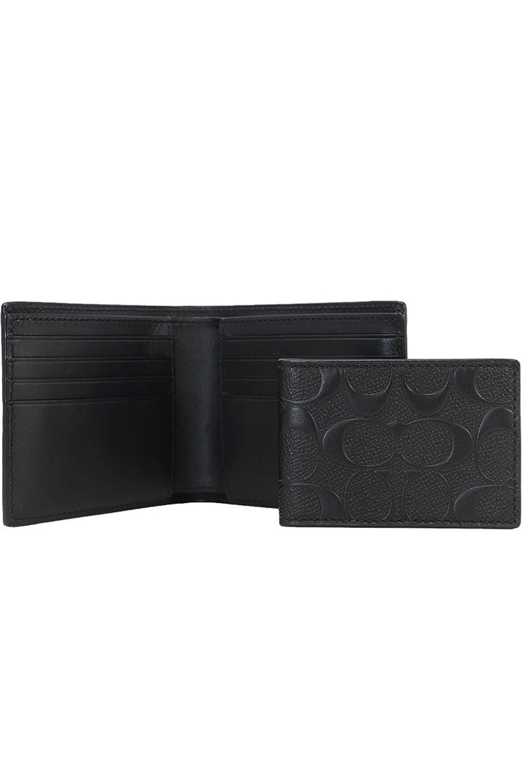 Coach Compact ID Wallet In Signature - Black