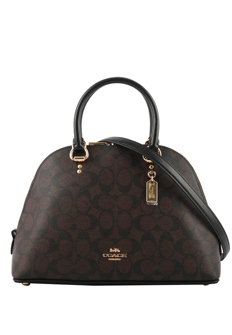 Coach Katy Satchel In Signature Canvas - Dark Brown