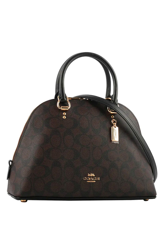 Coach Katy Satchel In Signature Canvas - Dark Brown