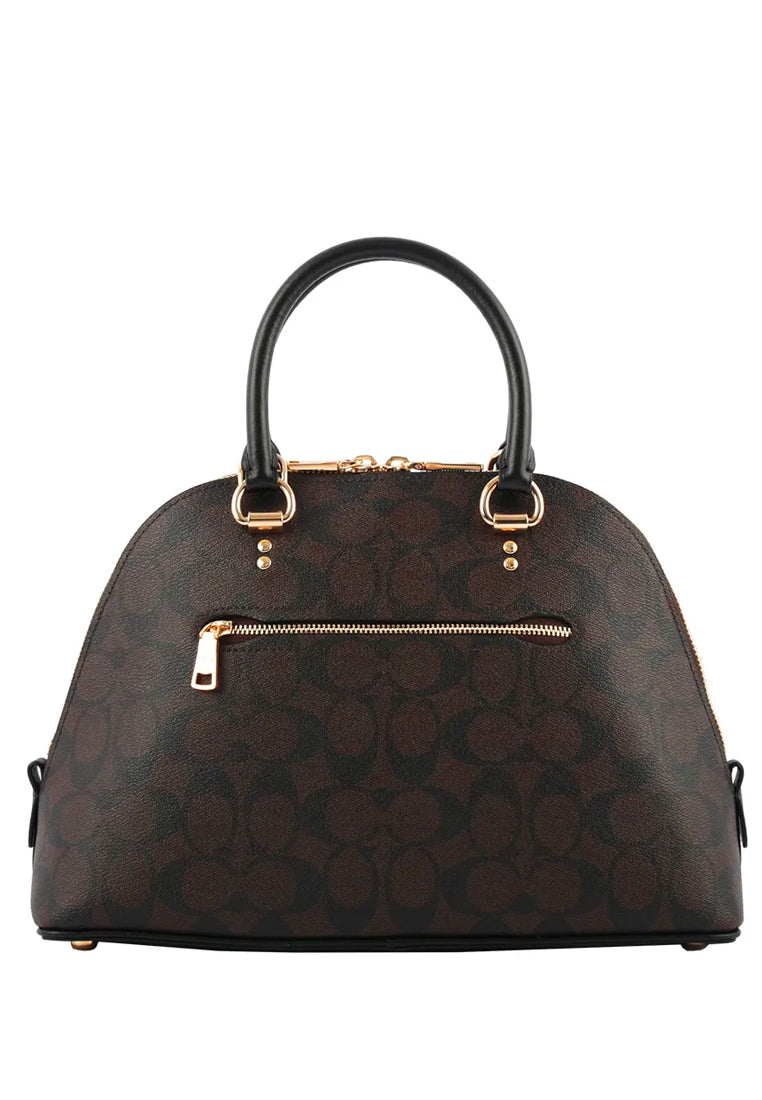 Coach Katy Satchel In Signature Canvas - Dark Brown