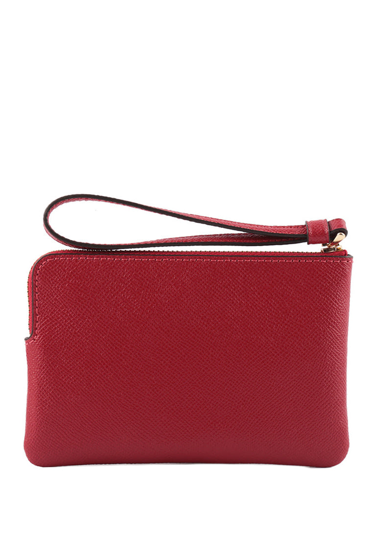 Coach Corner Zip Wristlet In Crossgrain Leather - Red