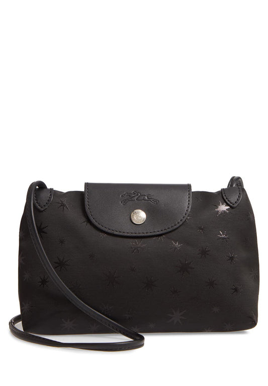 Longchamp Le Pliage Mini Etoiles Jacquard Crossbody Bag - Black