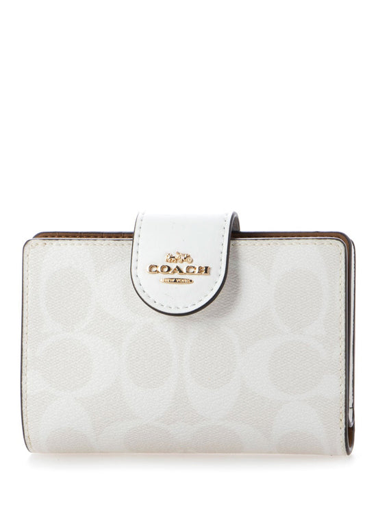 Coach Medium Corner Zip Wallet In Signature Canvas - Gracier White