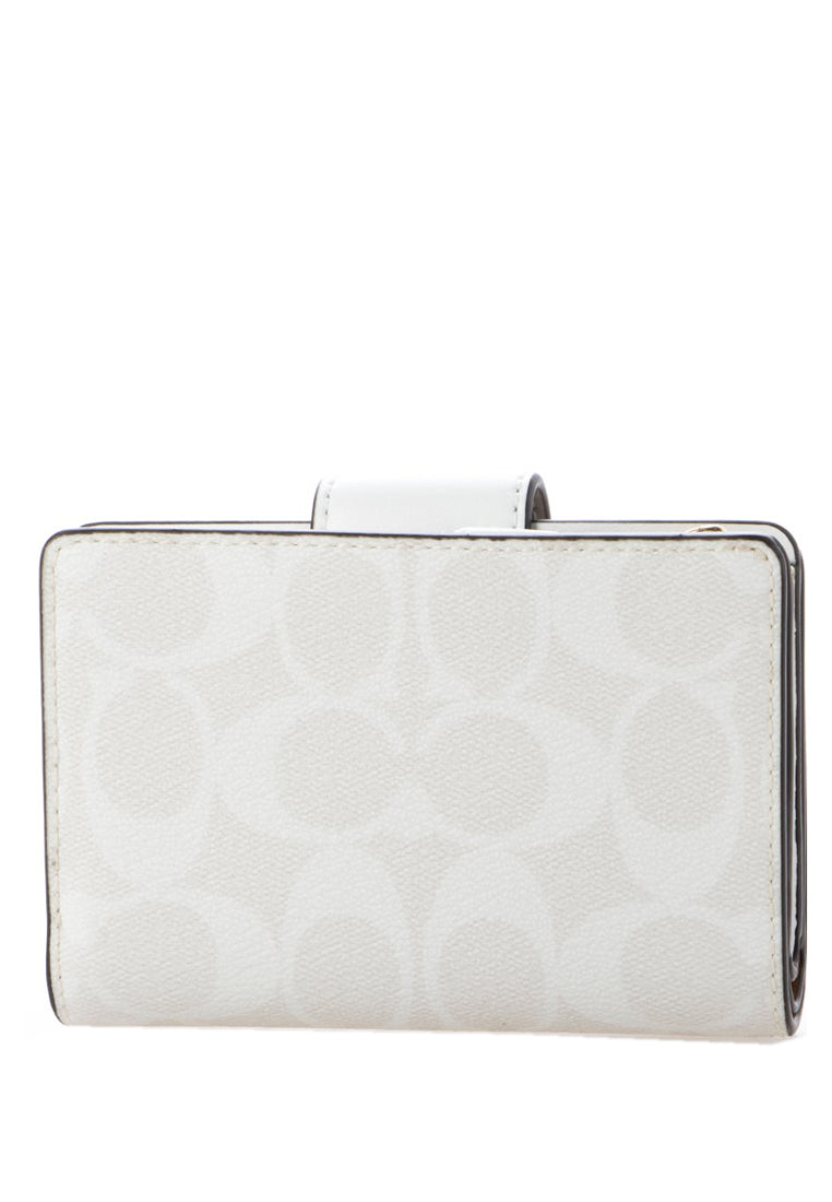 Coach Medium Corner Zip Wallet In Signature Canvas - Gracier White