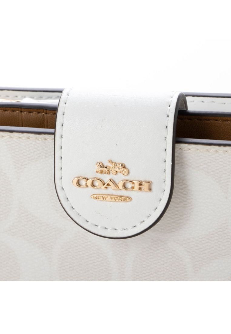 Coach Medium Corner Zip Wallet In Signature Canvas - Gracier White