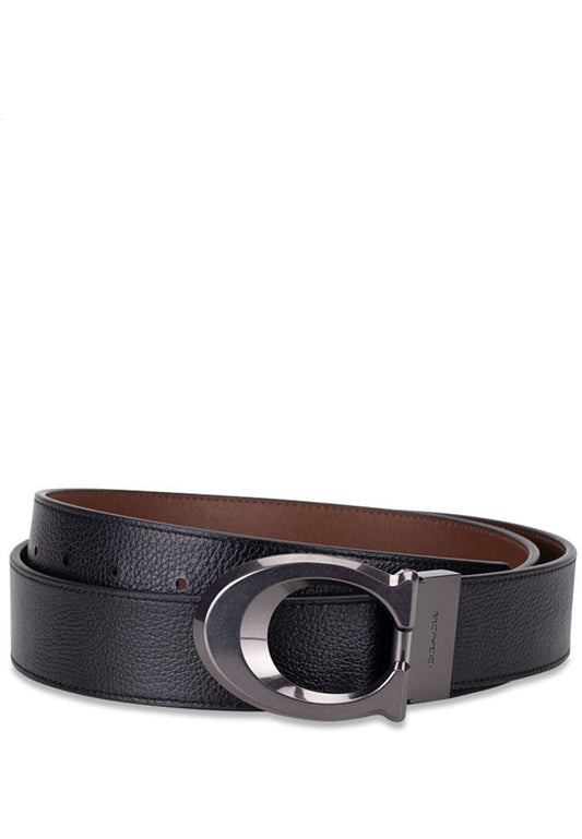 Coach Signature Buckle Cut To Size Reversible Belt - Black