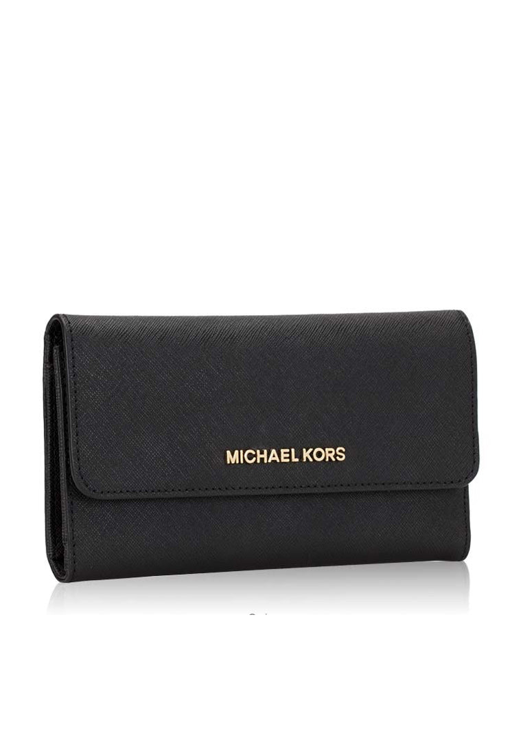 Michael Kors Jet Set Travel Large Trifold Wallet - Black