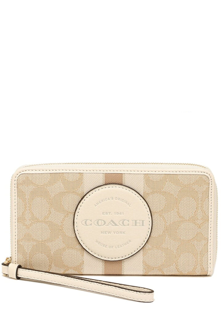 Coach Dempsey Large Phone Wallet In Signature Jacquard With Stripe And Coach Patch - Light Brown