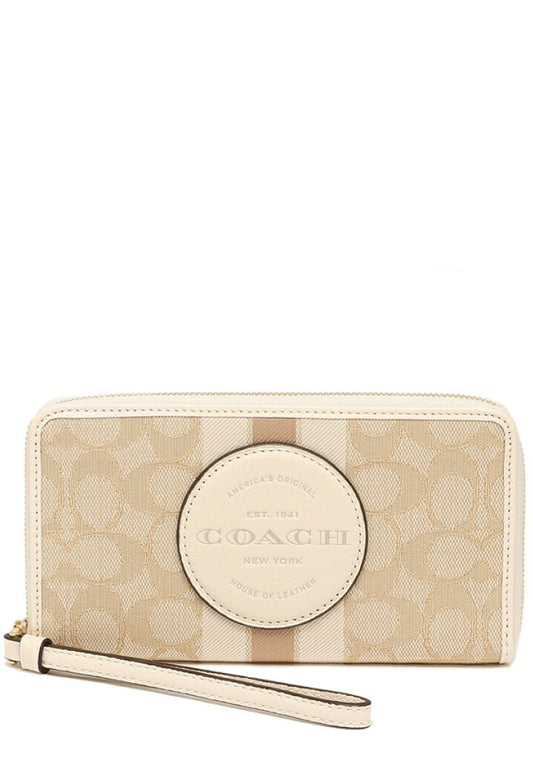 Coach Dempsey Large Phone Wallet In Signature Jacquard With Stripe And Coach Patch - Light Brown