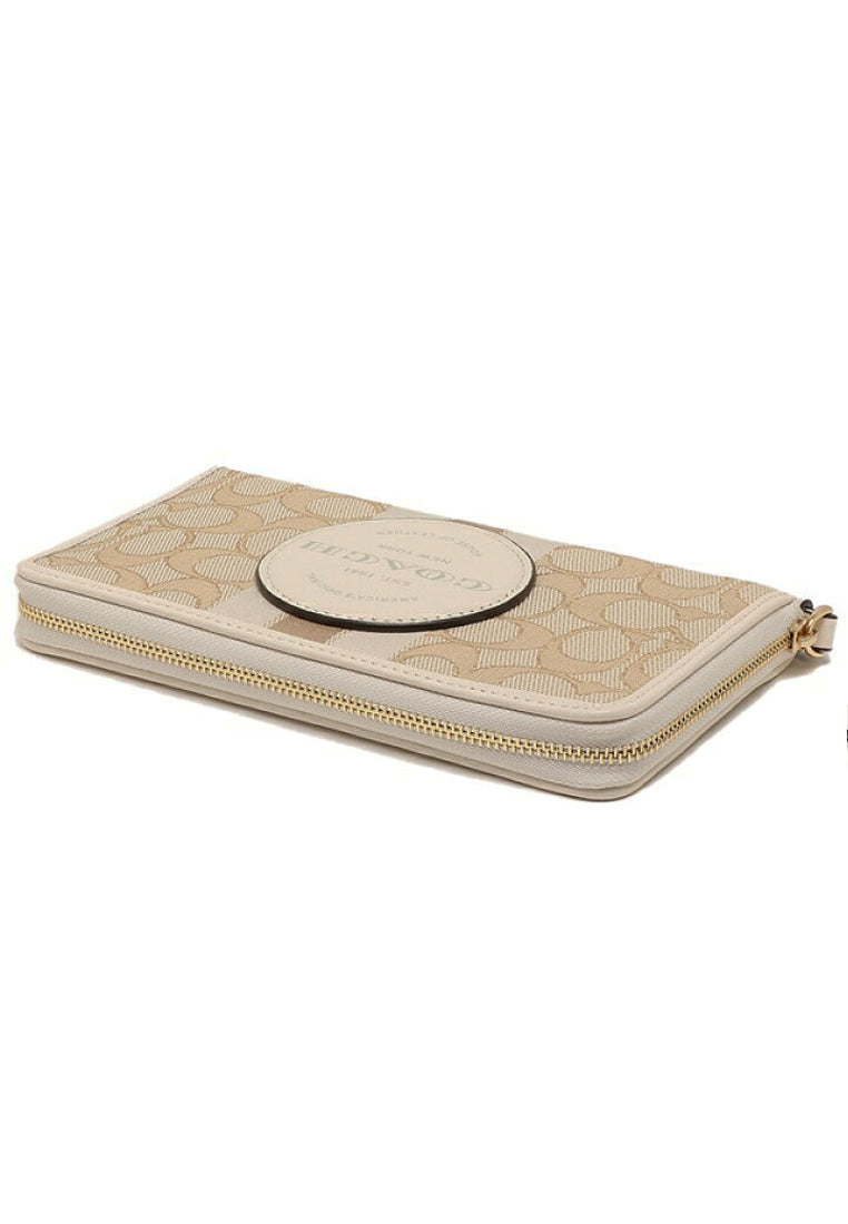 Coach Dempsey Large Phone Wallet In Signature Jacquard With Stripe And Coach Patch - Light Brown