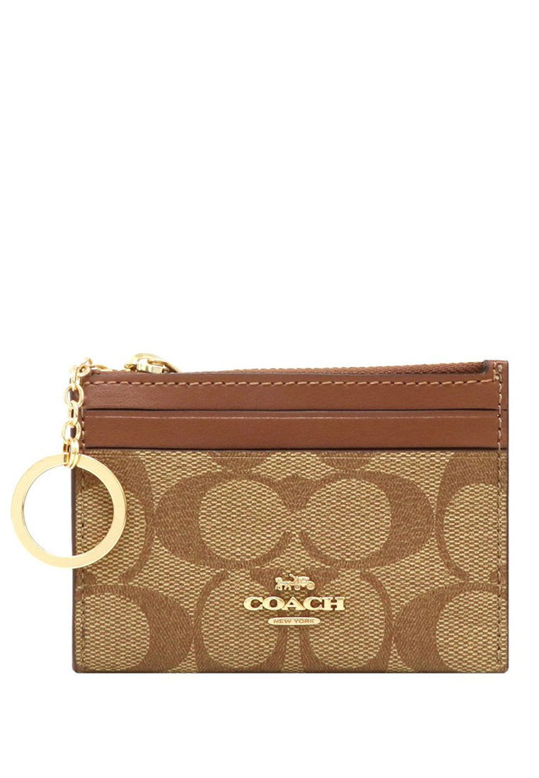 Coach Mini Skinny ID Case In Signature Canvas - Brown