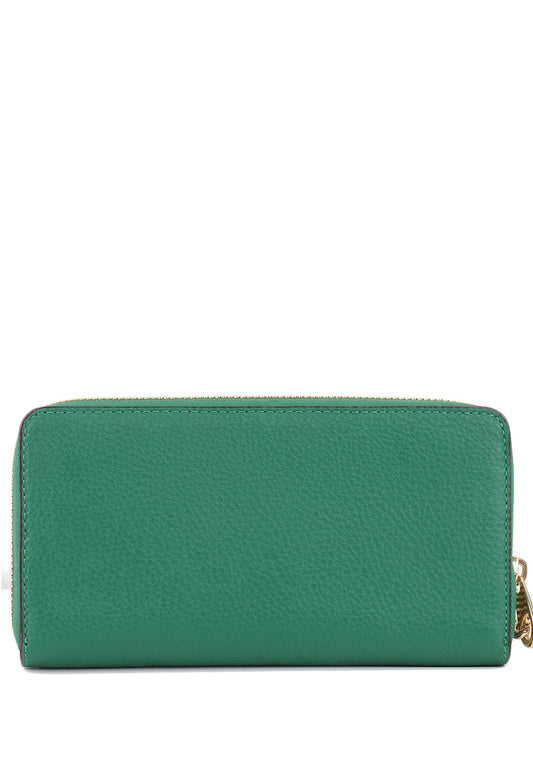 Coach Long Zip Around Wallet With Stripe Strap - Green