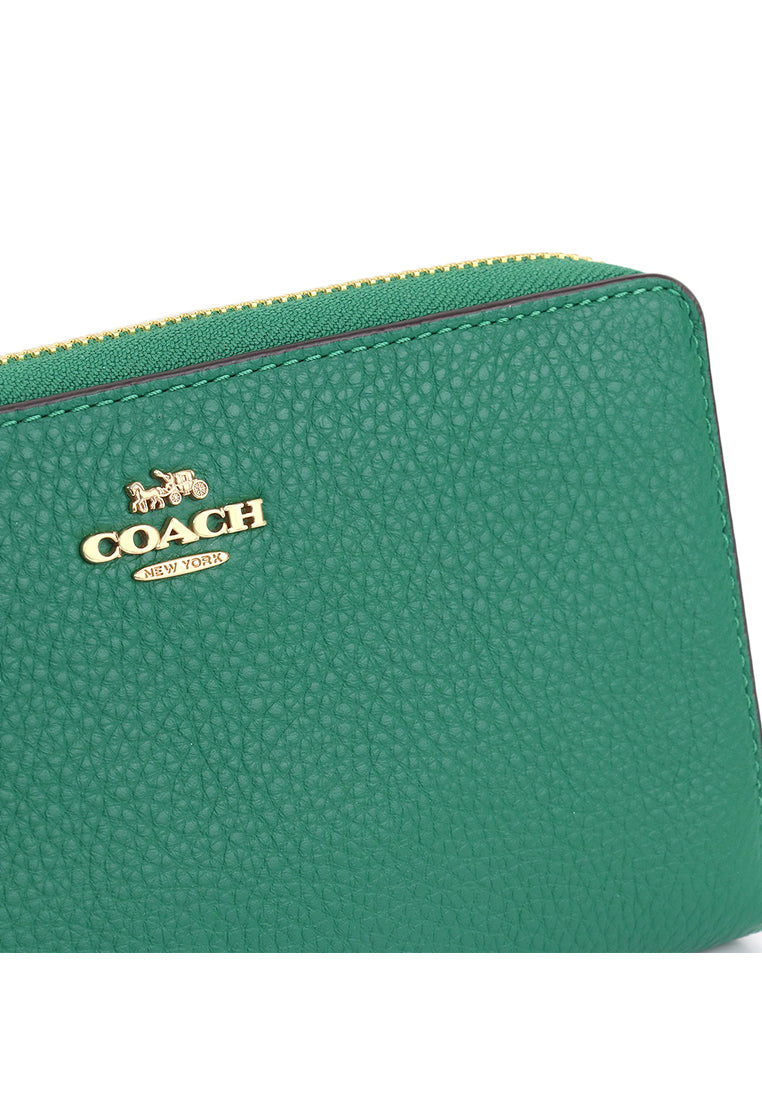 Coach Long Zip Around Wallet With Stripe Strap - Green