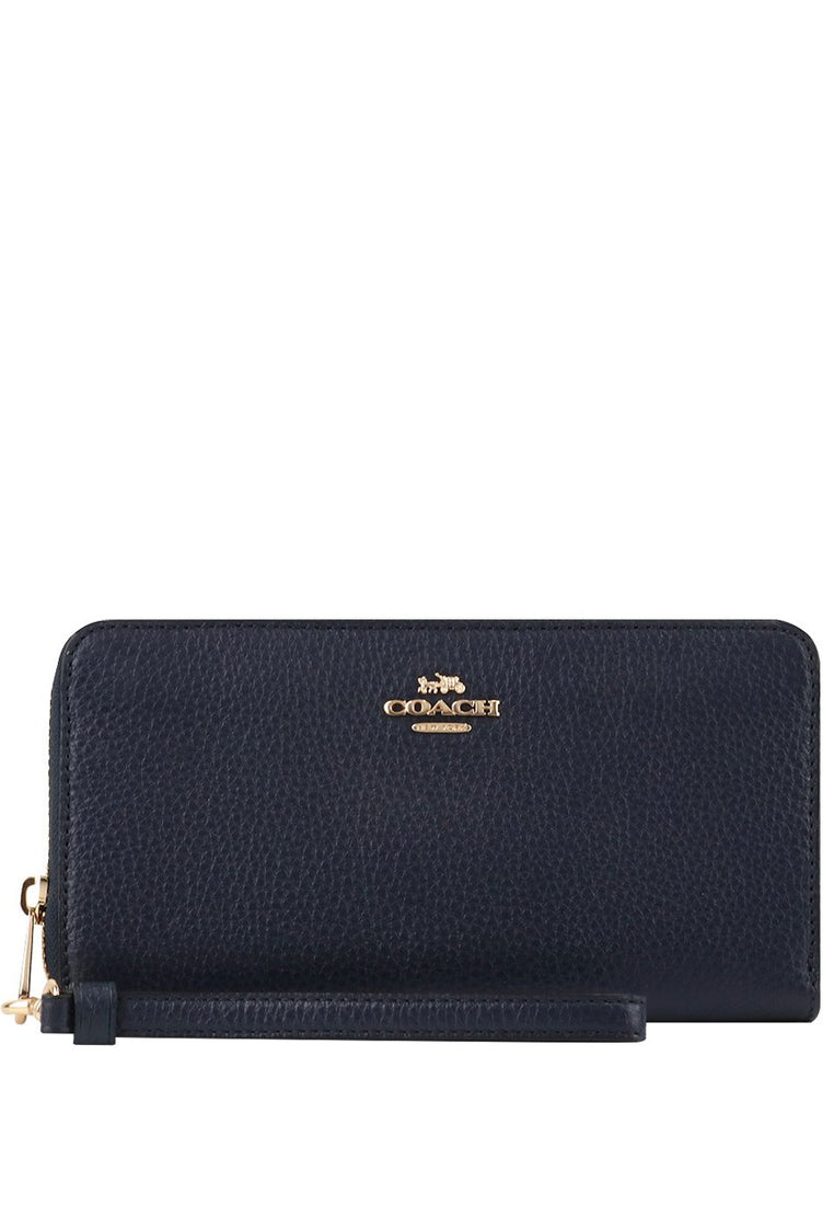 Coach Long Zip Around Wallet - Navy