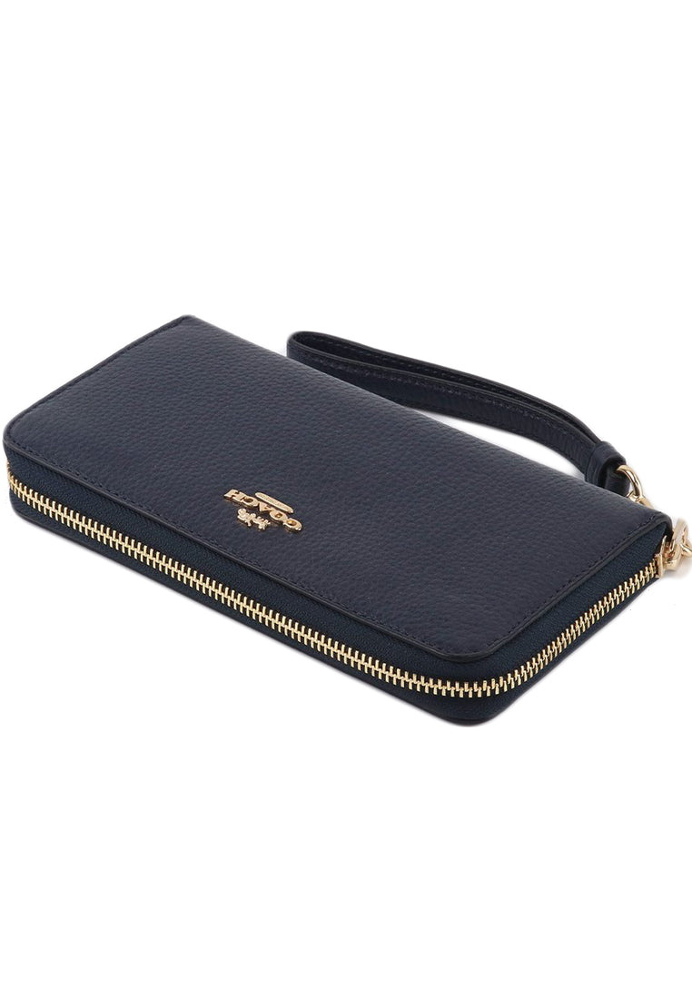 Coach Long Zip Around Wallet - Navy