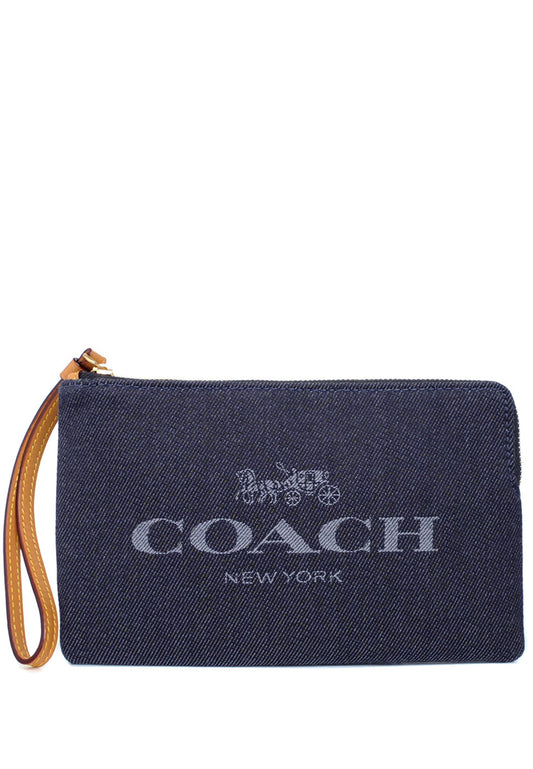 Coach Large Corner Zip Wristlet - Denim