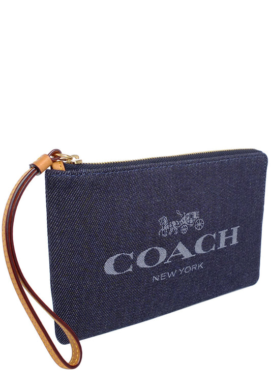 Coach Large Corner Zip Wristlet - Denim