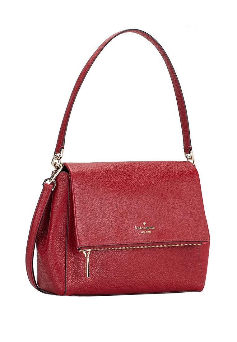 Kate Spade Leila Medium Flap Shoulder Bag - Red Currant