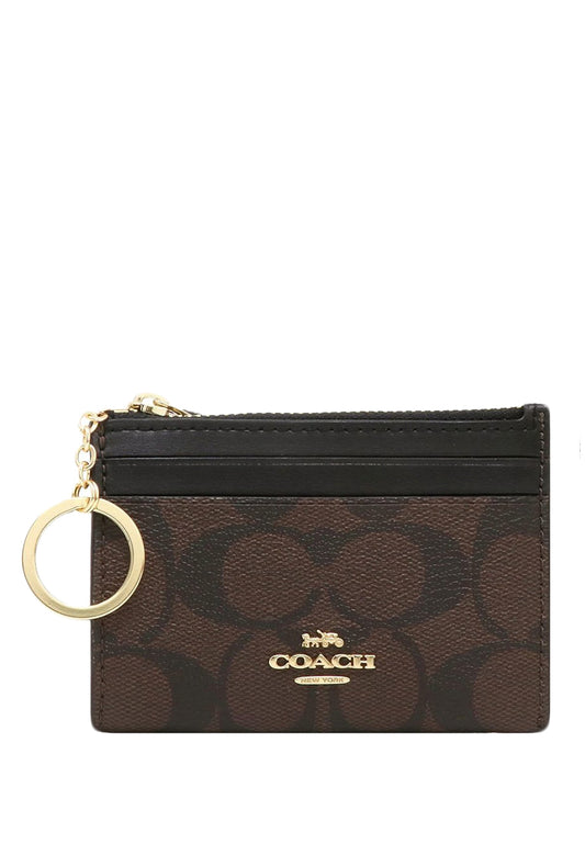 Coach Mini Skinny ID Case In Signature Canvas - Dark Brown