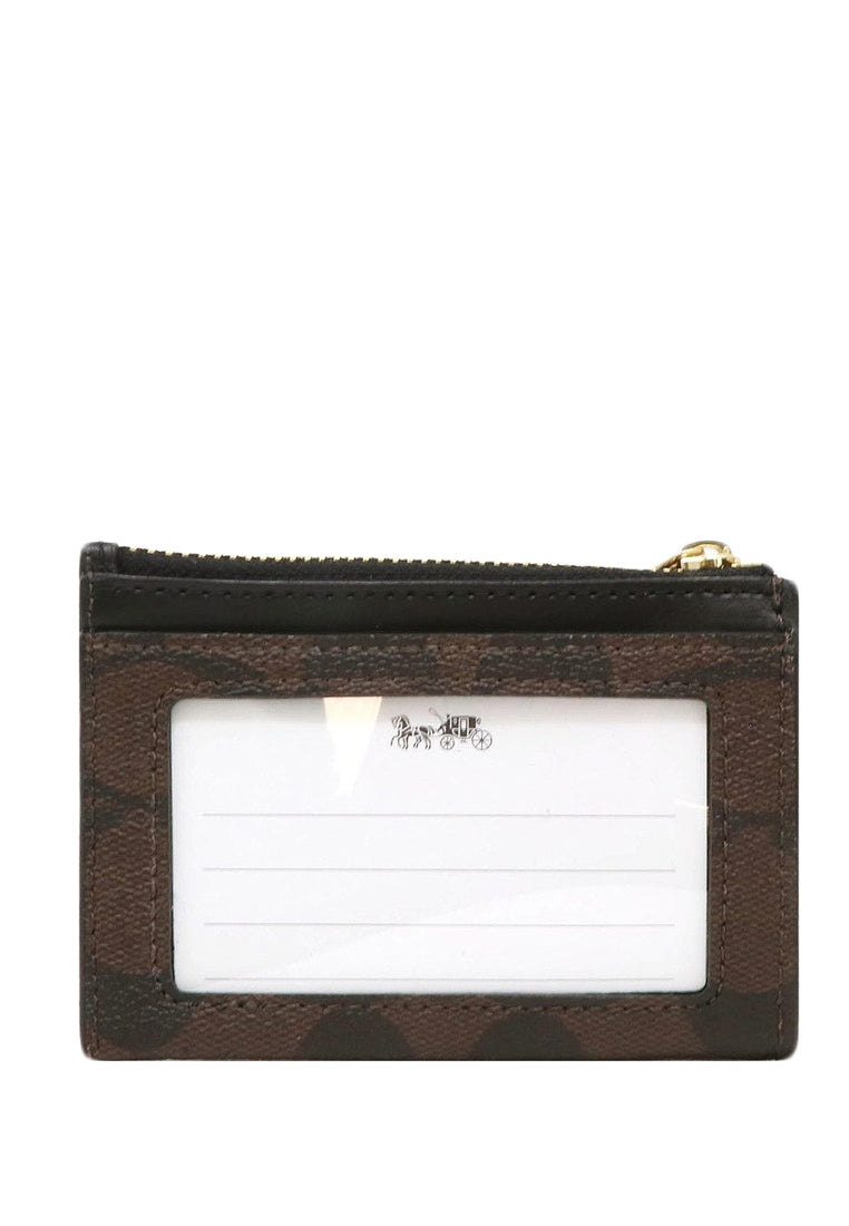 Coach Mini Skinny ID Case In Signature Canvas - Dark Brown