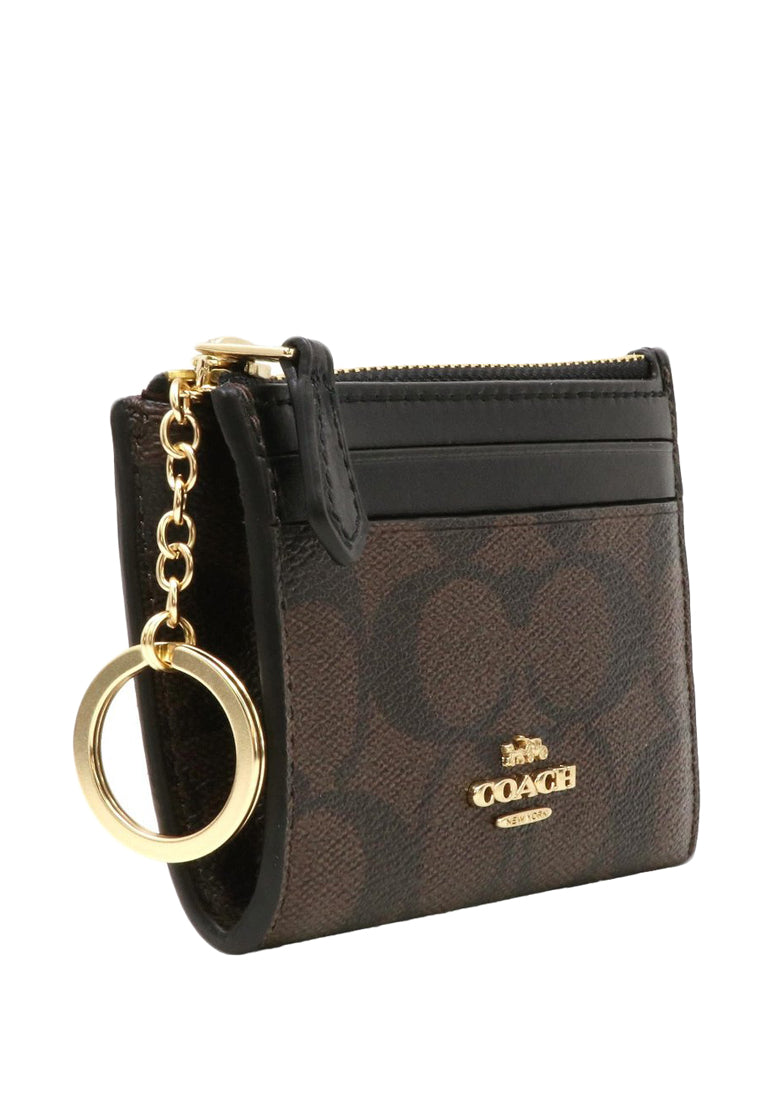 Coach Mini Skinny ID Case In Signature Canvas - Dark Brown