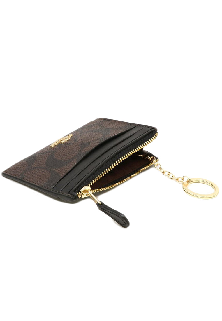 Coach Mini Skinny ID Case In Signature Canvas - Dark Brown