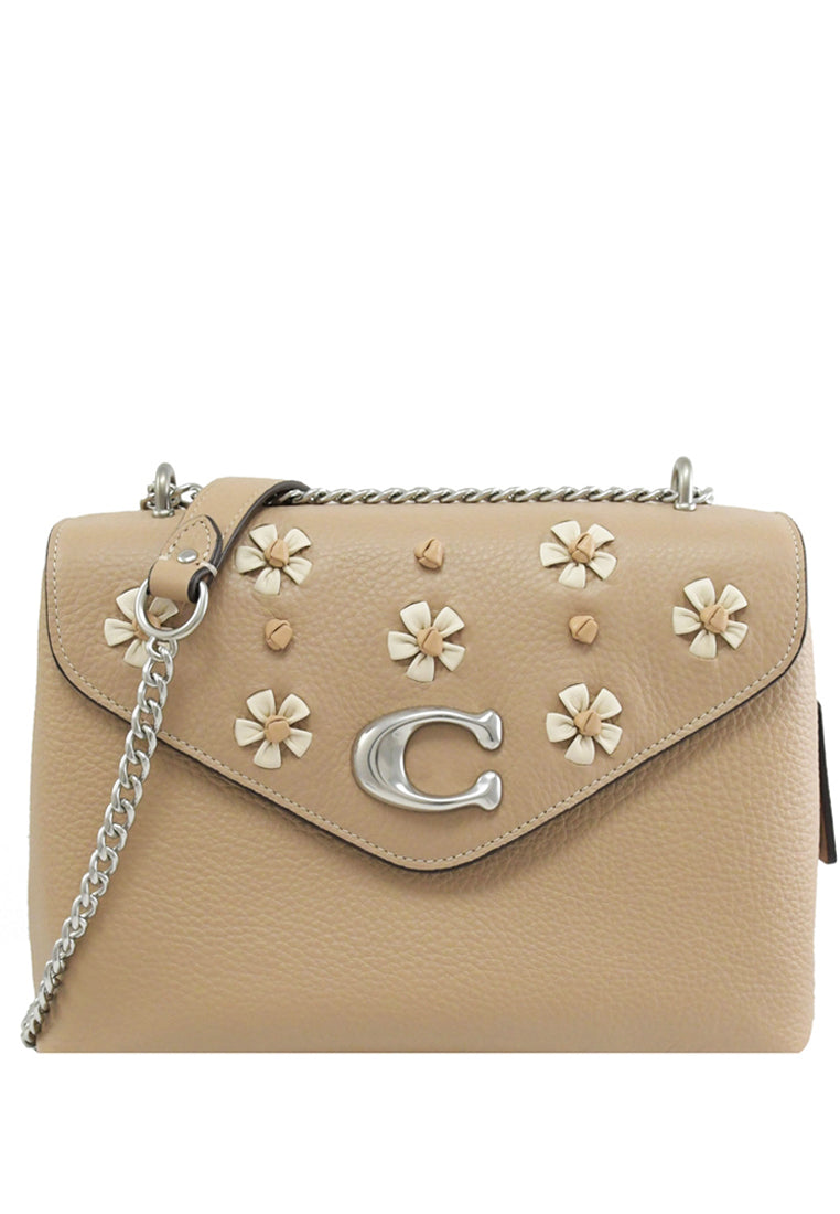 Coach Tammie Shoulder Bag In Signature Canvas With Floral Whipstitch - Beige