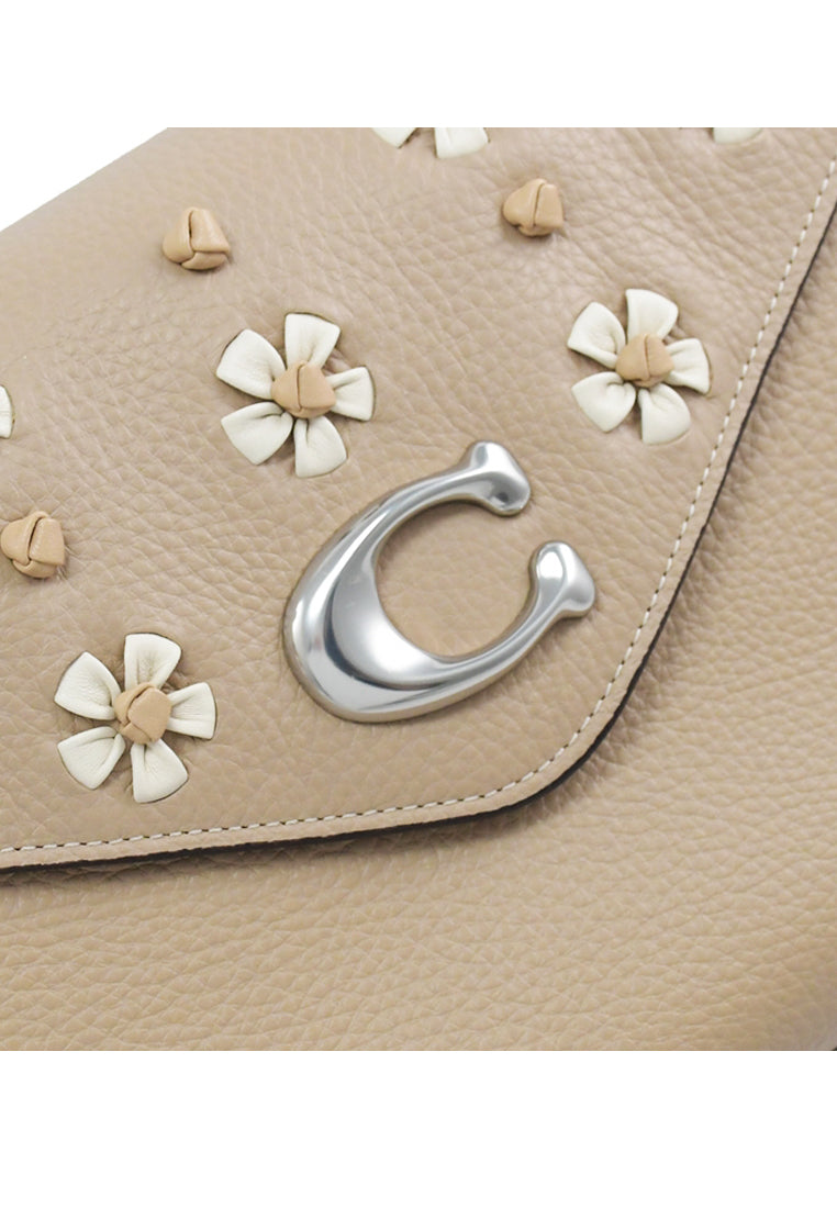 Coach Tammie Shoulder Bag In Signature Canvas With Floral Whipstitch - Beige