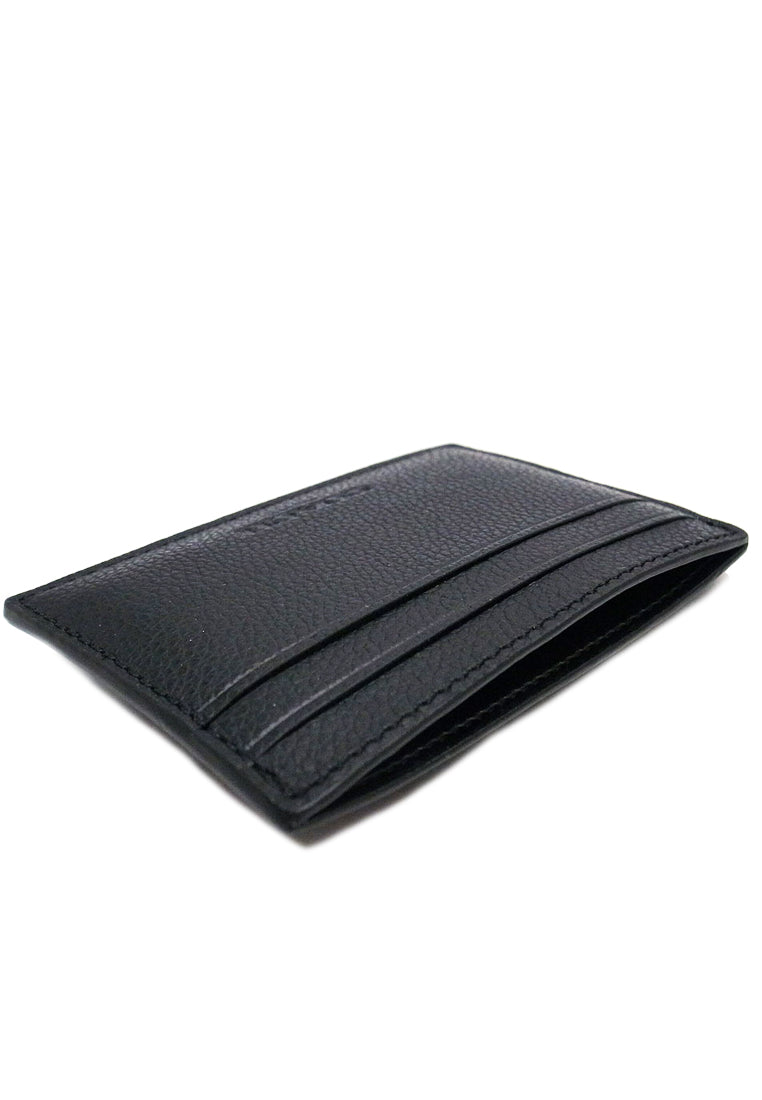 Coach Mens Money Clip Card Case In Calf Leather - Black