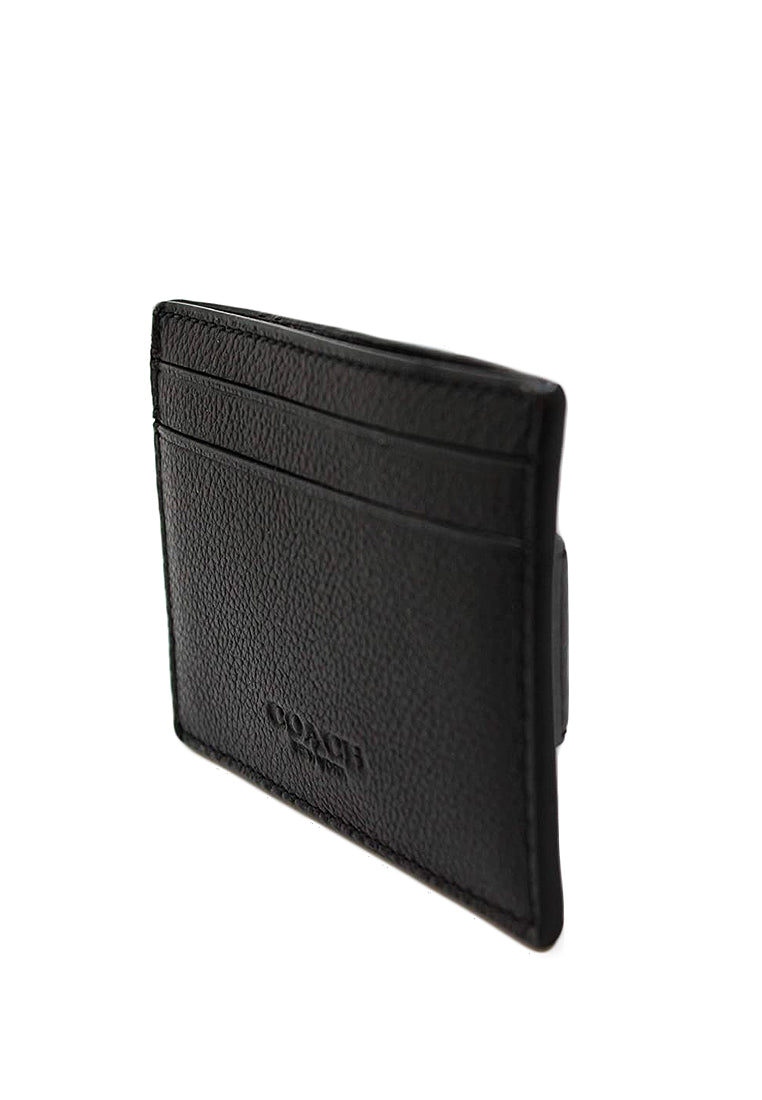 Coach Mens Money Clip Card Case In Calf Leather - Black