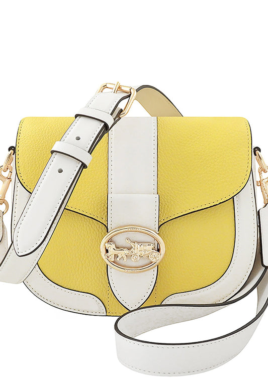 Coach Georgie Saddle Bag In Colorblock - Yellow/White