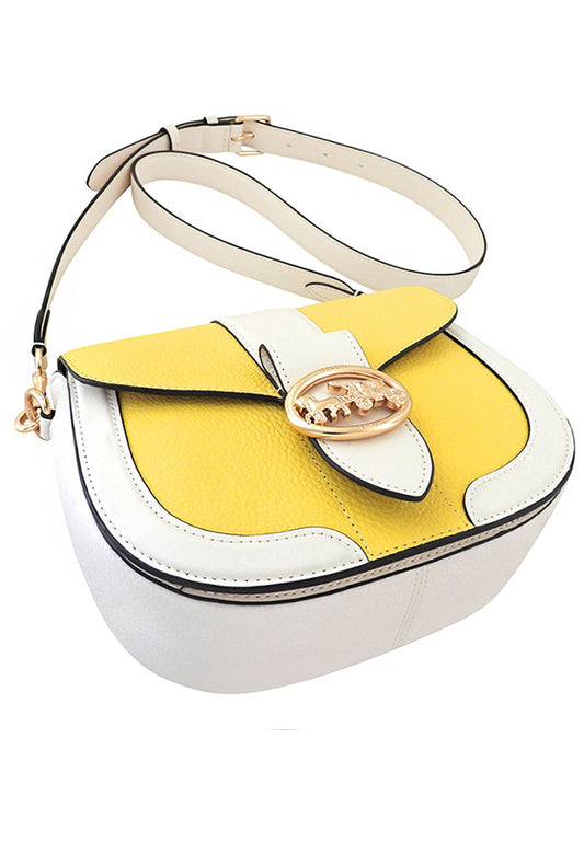 Coach Georgie Saddle Bag In Colorblock - Yellow/White