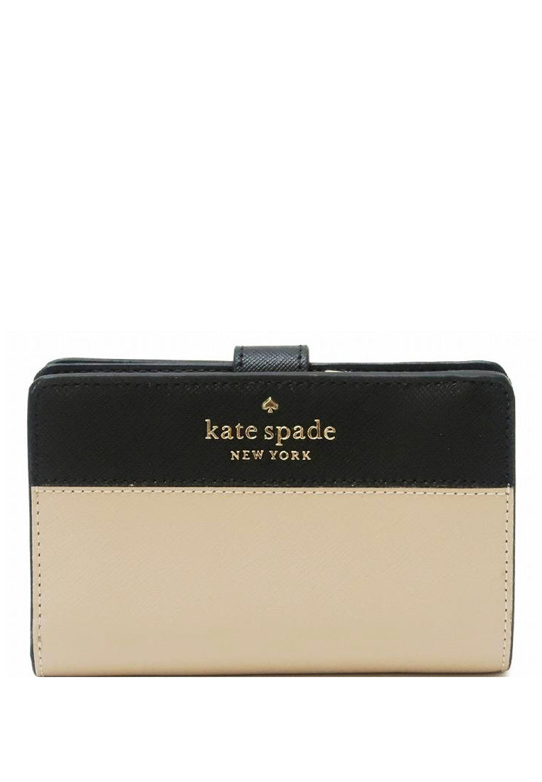 Kate Spade Staci Medium Compact Bifold Wallet - Beige/Black