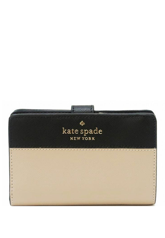 Kate Spade Staci Medium Compact Bifold Wallet - Beige/Black