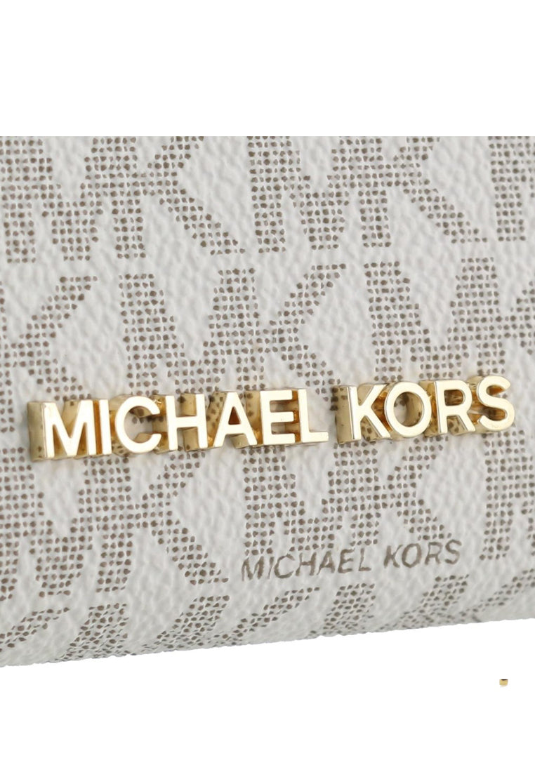 Michael Kors Jet Set Travel Signature Medium Zip Around Card Case - Vanilla/Powder Blush