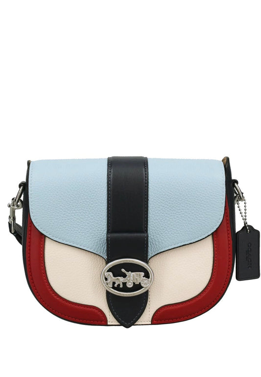 Coach Georgie Saddle Bag In Colorblock - Blue/Red