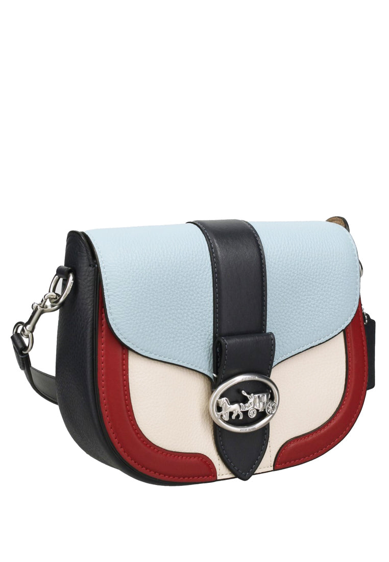 Coach Georgie Saddle Bag In Colorblock - Blue/Red