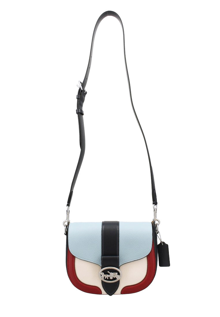 Coach Georgie Saddle Bag In Colorblock - Blue/Red