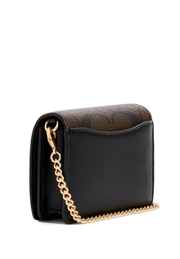 Coach Mini Wallet On A Chain In Signature Canvas - Dark Brown